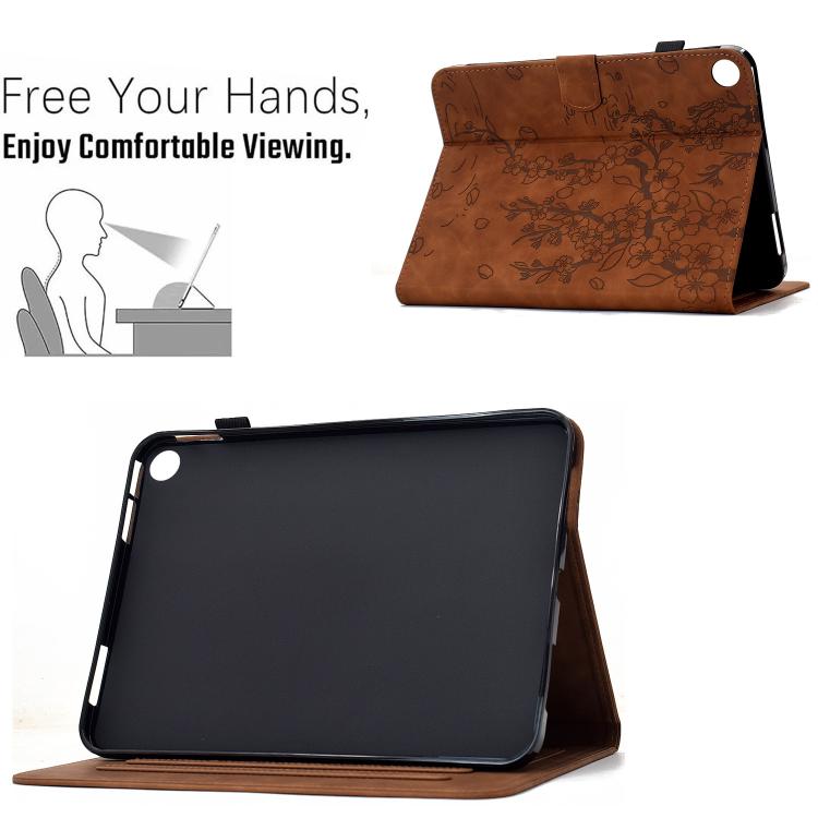 For Samsung Galaxy Tab A8 / X200 Plum Blossom Embossed Smart Leather Tablet Case