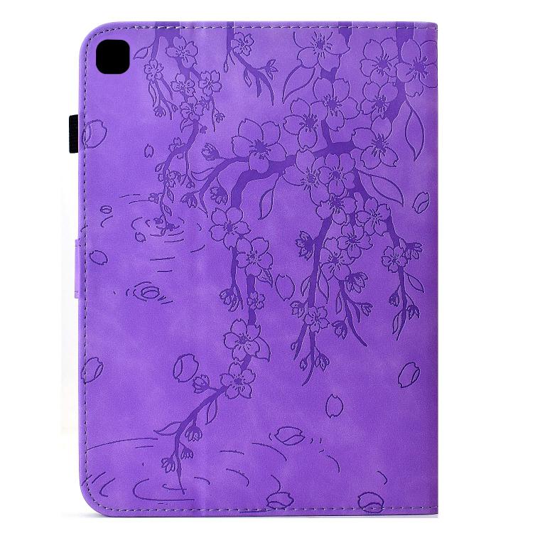 For Samsung Galaxy Tab A7 / T500 Plum Blossom Embossed Smart Leather Tablet Case