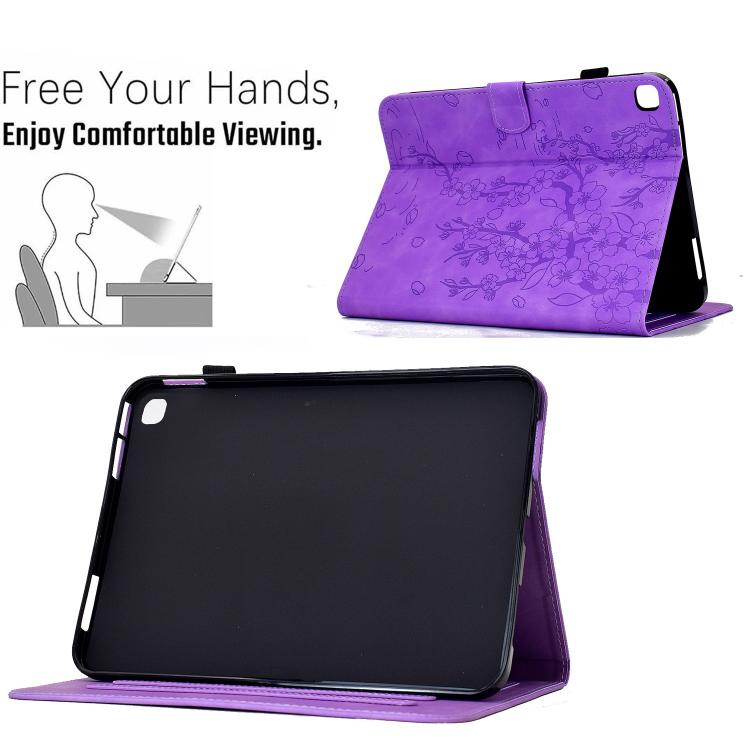For Samsung Galaxy Tab A7 / T500 Plum Blossom Embossed Smart Leather Tablet Case