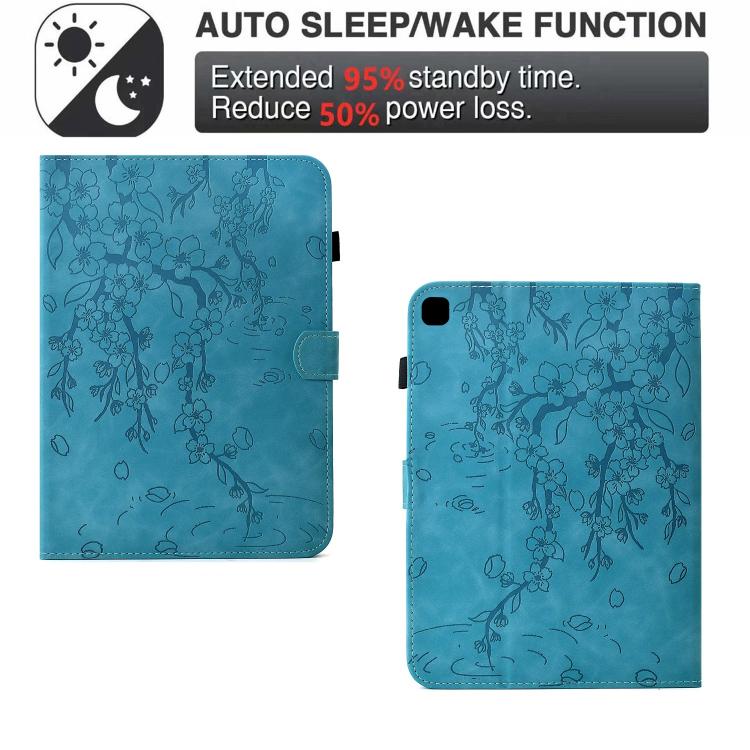 For Samsung Galaxy Tab A7 / T500 Plum Blossom Embossed Smart Leather Tablet Case