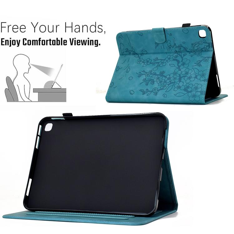 For Samsung Galaxy Tab A7 / T500 Plum Blossom Embossed Smart Leather Tablet Case