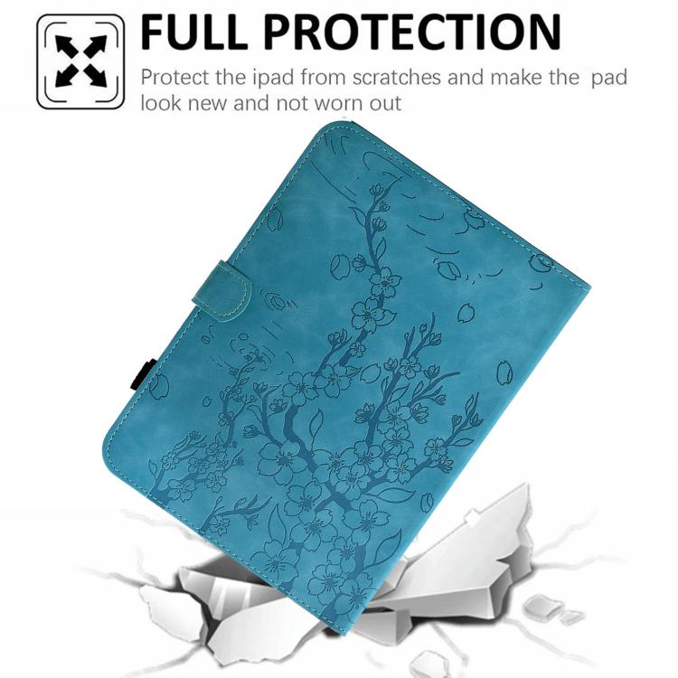 For Samsung Galaxy Tab A7 / T500 Plum Blossom Embossed Smart Leather Tablet Case