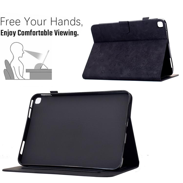 For Samsung Galaxy Tab A7 / T500 Plum Blossom Embossed Smart Leather Tablet Case