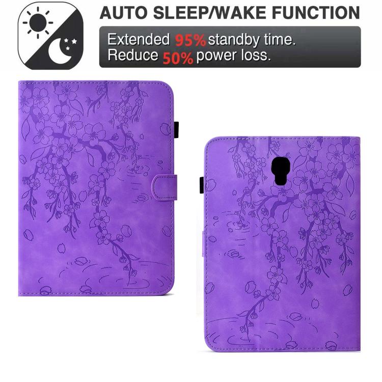 For Samsung Galaxy Tab A 10.5 / T590 Plum Blossom Embossed Smart Leather Tablet Case