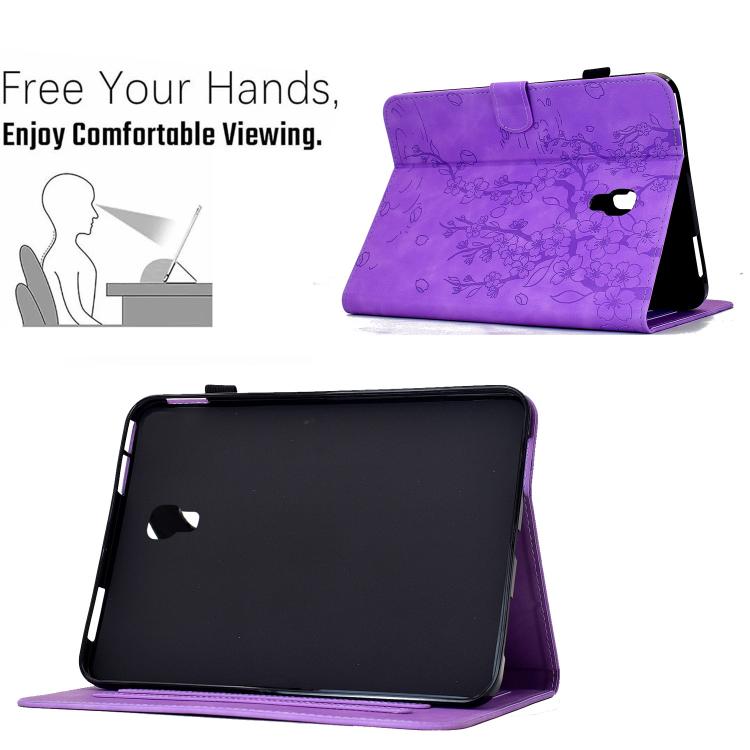 For Samsung Galaxy Tab A 10.5 / T590 Plum Blossom Embossed Smart Leather Tablet Case