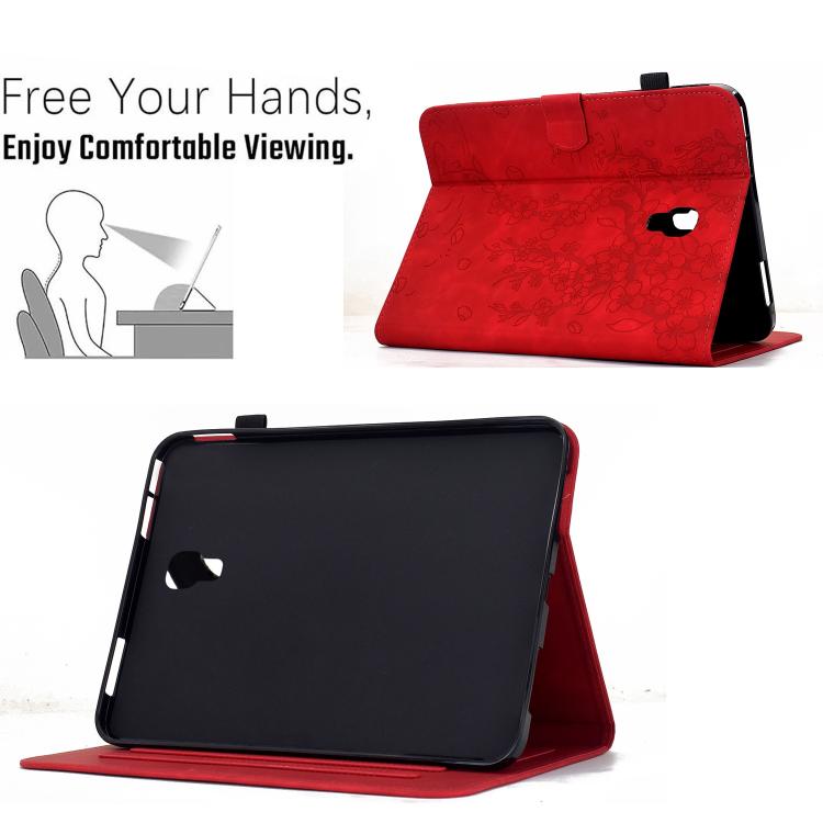 For Samsung Galaxy Tab A 10.5 / T590 Plum Blossom Embossed Smart Leather Tablet Case