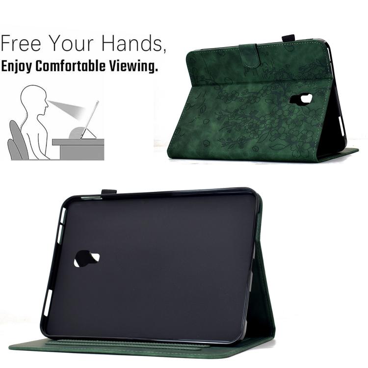 For Samsung Galaxy Tab A 10.5 / T590 Plum Blossom Embossed Smart Leather Tablet Case
