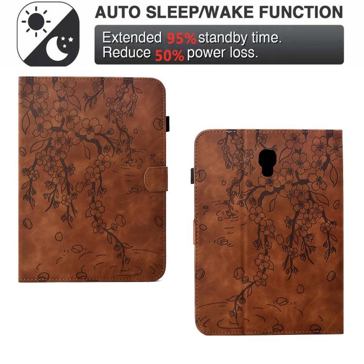 For Samsung Galaxy Tab A 10.5 / T590 Plum Blossom Embossed Smart Leather Tablet Case