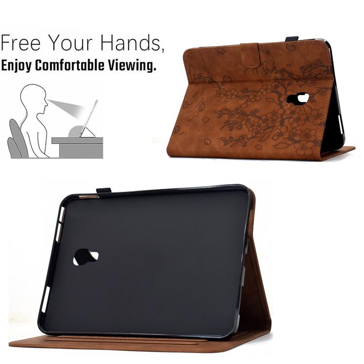 For Samsung Galaxy Tab A 10.5 / T590 Plum Blossom Embossed Smart Leather Tablet Case