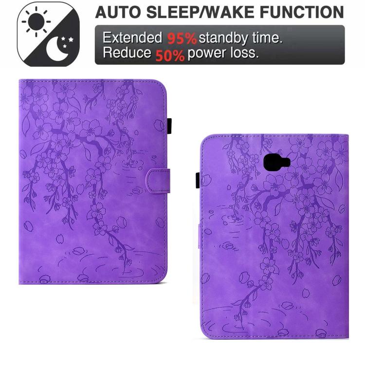 For Samsung Galaxy Tab A 10.1 / T580 Plum Blossom Embossed Smart Leather Tablet Case