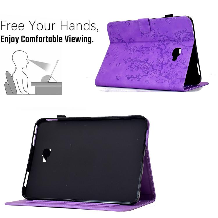 For Samsung Galaxy Tab A 10.1 / T580 Plum Blossom Embossed Smart Leather Tablet Case