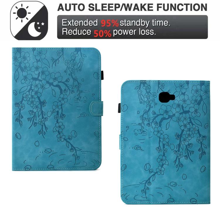 For Samsung Galaxy Tab A 10.1 / T580 Plum Blossom Embossed Smart Leather Tablet Case