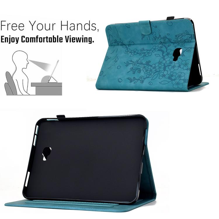 For Samsung Galaxy Tab A 10.1 / T580 Plum Blossom Embossed Smart Leather Tablet Case