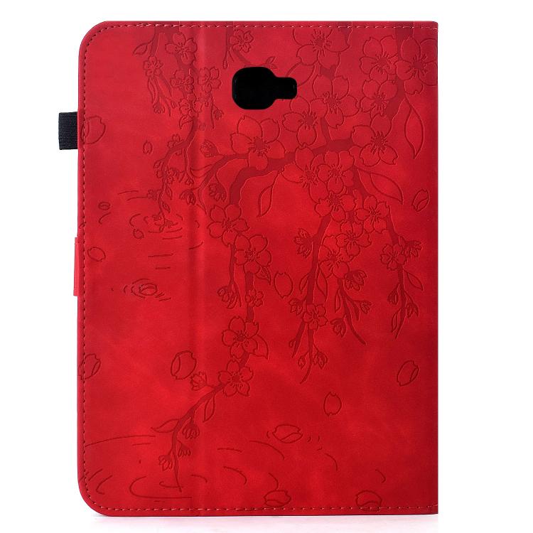 For Samsung Galaxy Tab A 10.1 / T580 Plum Blossom Embossed Smart Leather Tablet Case