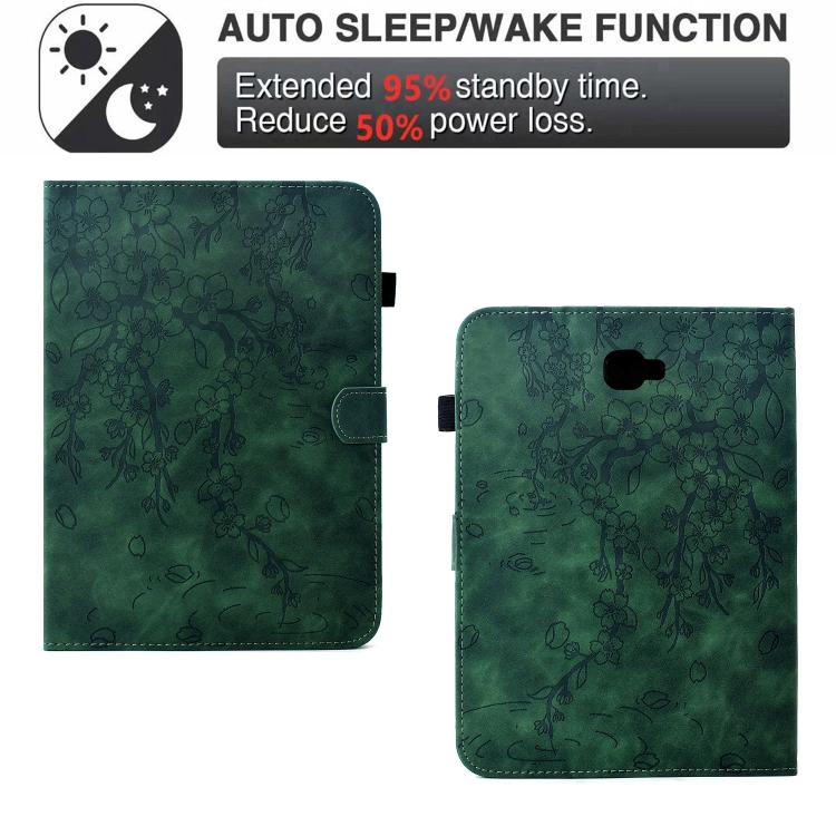 For Samsung Galaxy Tab A 10.1 / T580 Plum Blossom Embossed Smart Leather Tablet Case