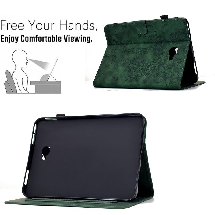 For Samsung Galaxy Tab A 10.1 / T580 Plum Blossom Embossed Smart Leather Tablet Case