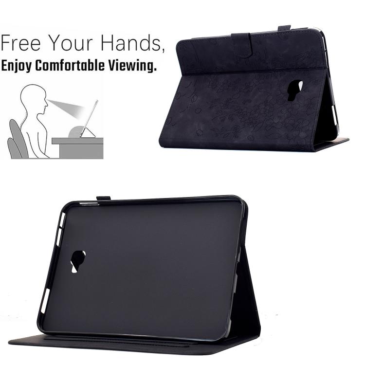 For Samsung Galaxy Tab A 10.1 / T580 Plum Blossom Embossed Smart Leather Tablet Case