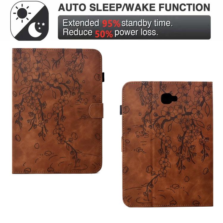 For Samsung Galaxy Tab A 10.1 / T580 Plum Blossom Embossed Smart Leather Tablet Case