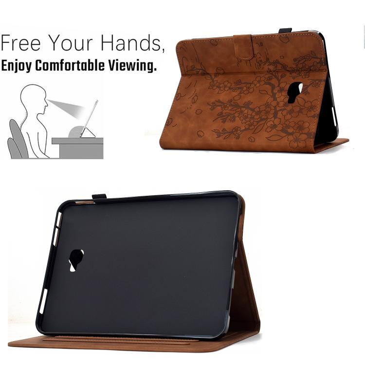 For Samsung Galaxy Tab A 10.1 / T580 Plum Blossom Embossed Smart Leather Tablet Case