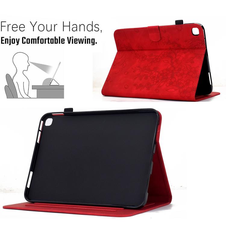 For Samsung Galaxy Tab S5e / T720 Plum Blossom Embossed Smart Leather Tablet Case