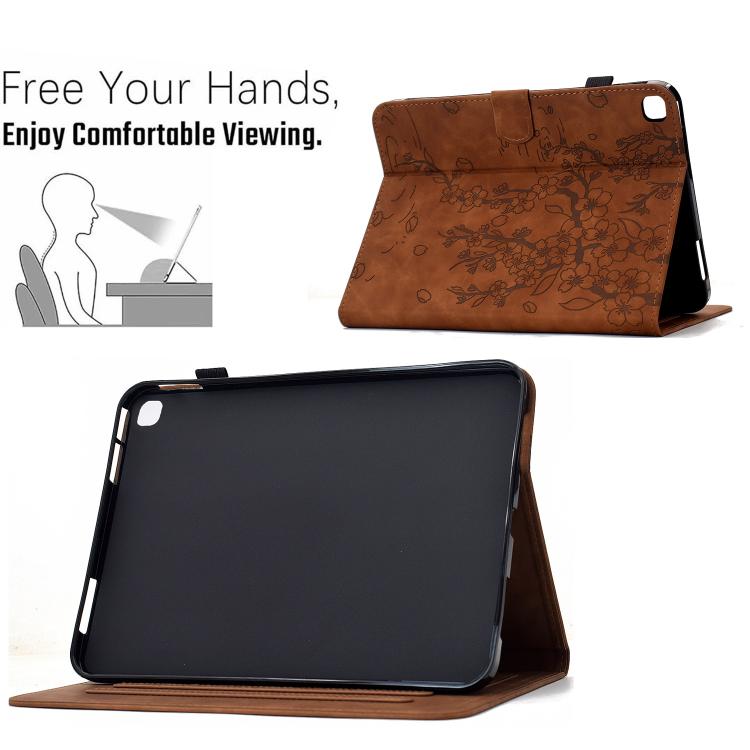 For Samsung Galaxy Tab S5e / T720 Plum Blossom Embossed Smart Leather Tablet Case