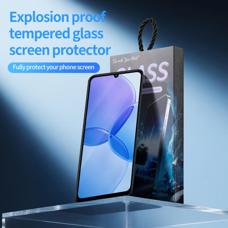 For Redmi 13R Do As You Wish Silk Screen Printed HD Tempered Glass Film - Black