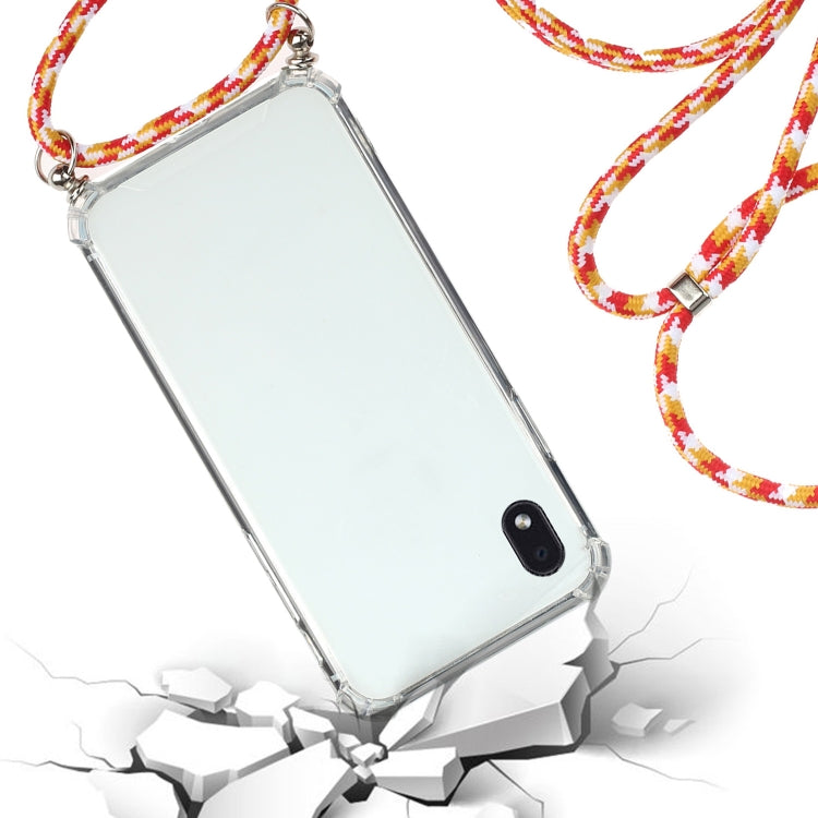For Samsung Galaxy A01 Core Four-Corner Anti-Fall Transparent TPU Protective Case with Lanyard