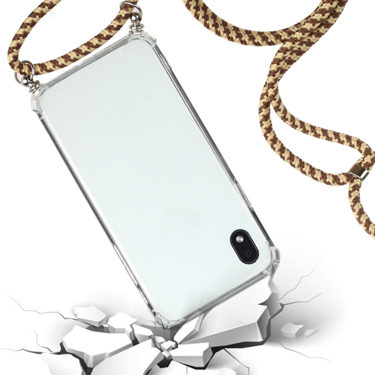 For Samsung Galaxy A01 Core Four-Corner Anti-Fall Transparent TPU Protective Case with Lanyard