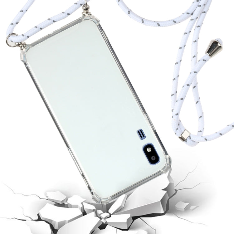 For Samsung Galaxy A2 Core Four-Corner Anti-Fall Transparent TPU Protective Case with Lanyard