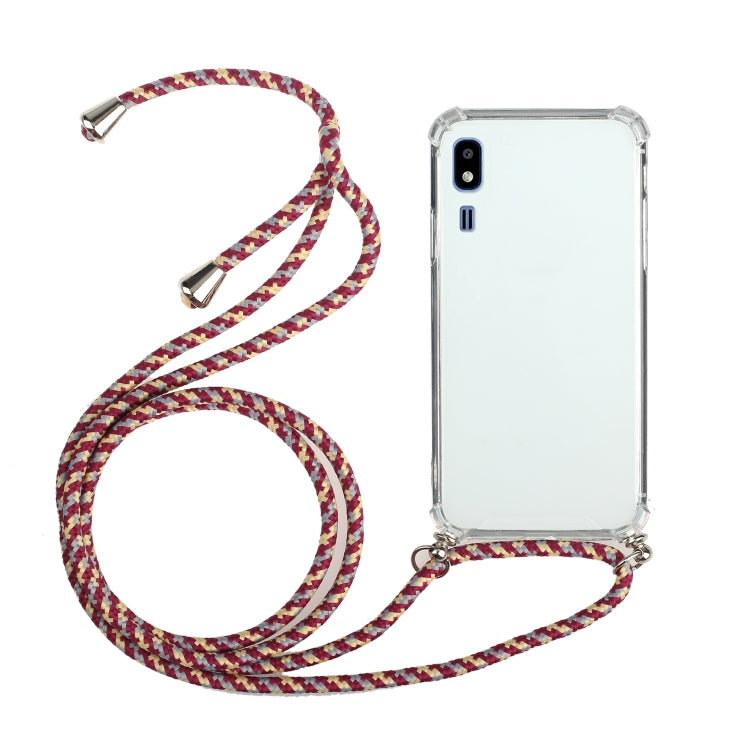 For Samsung Galaxy A2 Core Four-Corner Anti-Fall Transparent TPU Protective Case with Lanyard