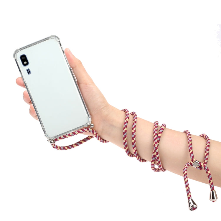 For Samsung Galaxy A2 Core Four-Corner Anti-Fall Transparent TPU Protective Case with Lanyard