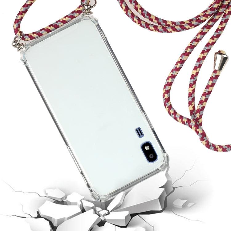 For Samsung Galaxy A2 Core Four-Corner Anti-Fall Transparent TPU Protective Case with Lanyard
