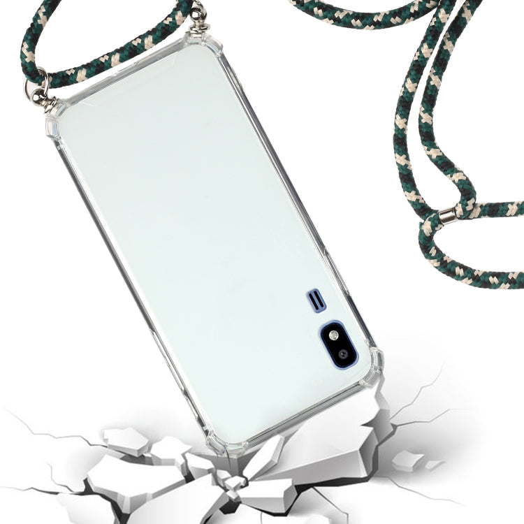 For Samsung Galaxy A2 Core Four-Corner Anti-Fall Transparent TPU Protective Case with Lanyard