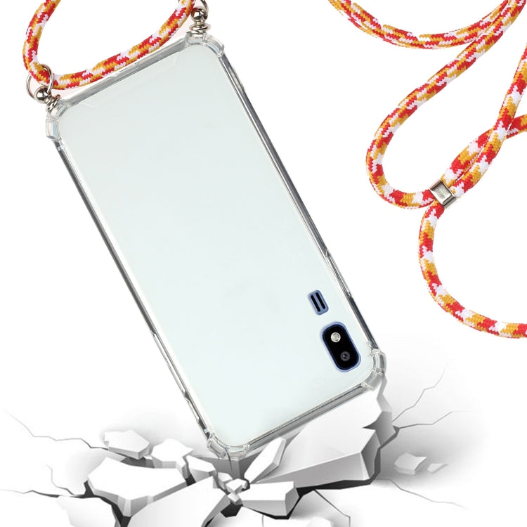 For Samsung Galaxy A2 Core Four-Corner Anti-Fall Transparent TPU Protective Case with Lanyard