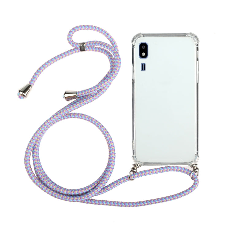 For Samsung Galaxy A2 Core Four-Corner Anti-Fall Transparent TPU Protective Case with Lanyard