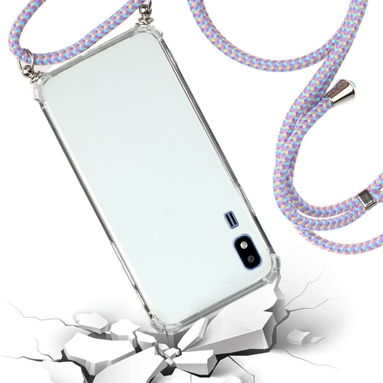 For Samsung Galaxy A2 Core Four-Corner Anti-Fall Transparent TPU Protective Case with Lanyard