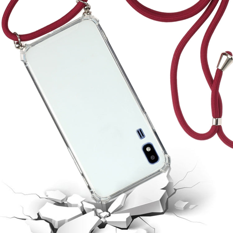 For Samsung Galaxy A2 Core Four-Corner Anti-Fall Transparent TPU Protective Case with Lanyard