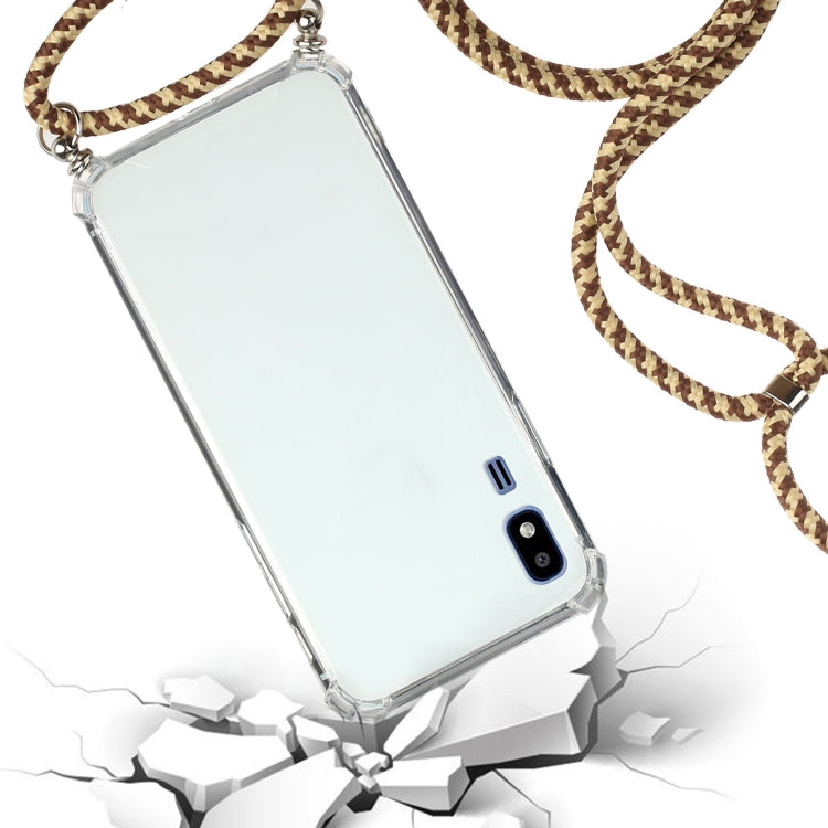 For Samsung Galaxy A2 Core Four-Corner Anti-Fall Transparent TPU Protective Case with Lanyard