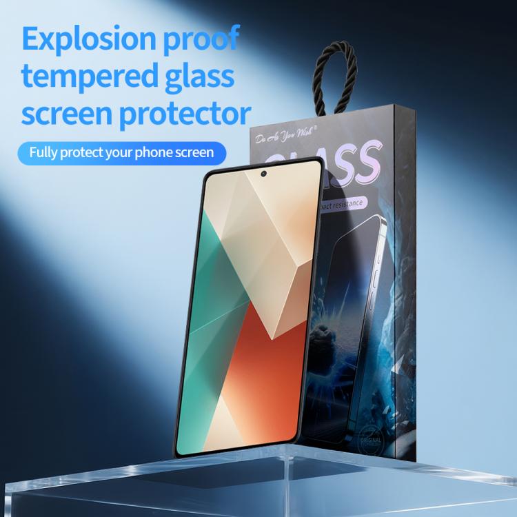 For Redmi Note 13 5G / 4G / Note 13 Pro 5pcs / Pack Do As You Wish Silk Screen Printed HD Tempered Glass Film - Black