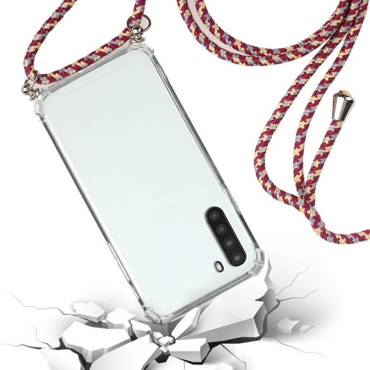 For Samsung Galaxy A21 (EU Version) Four-Corner Anti-Fall Transparent TPU Protective Case with Lanyard