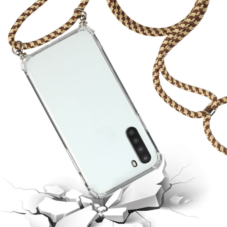 For Samsung Galaxy A21 (EU Version) Four-Corner Anti-Fall Transparent TPU Protective Case with Lanyard
