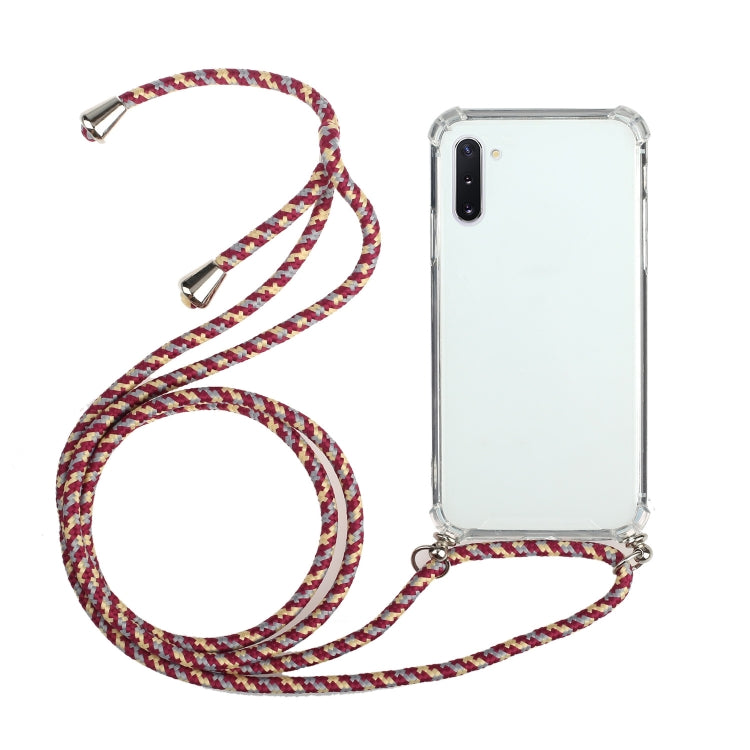 For Samsung Galaxy Note10 Four-Corner Anti-Fall Transparent TPU Protective Case with Lanyard