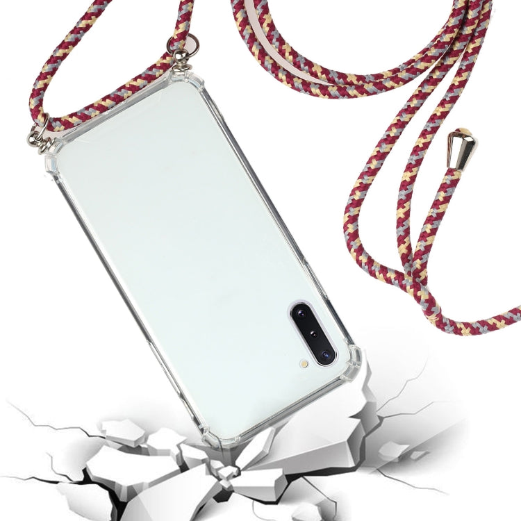 For Samsung Galaxy Note10 Four-Corner Anti-Fall Transparent TPU Protective Case with Lanyard
