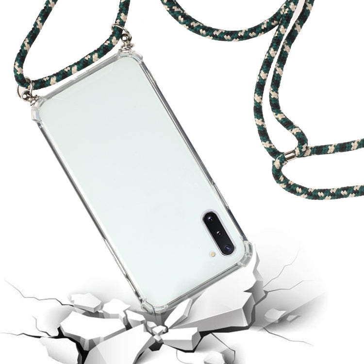 For Samsung Galaxy Note10 Four-Corner Anti-Fall Transparent TPU Protective Case with Lanyard
