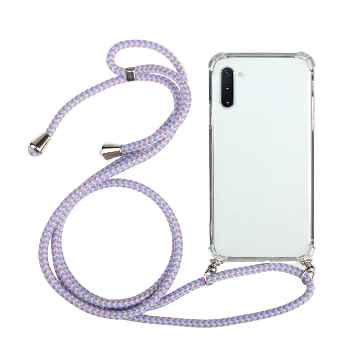 For Samsung Galaxy Note10 Four-Corner Anti-Fall Transparent TPU Protective Case with Lanyard
