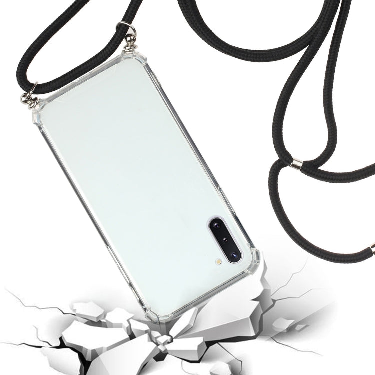 For Samsung Galaxy Note10 Four-Corner Anti-Fall Transparent TPU Protective Case with Lanyard