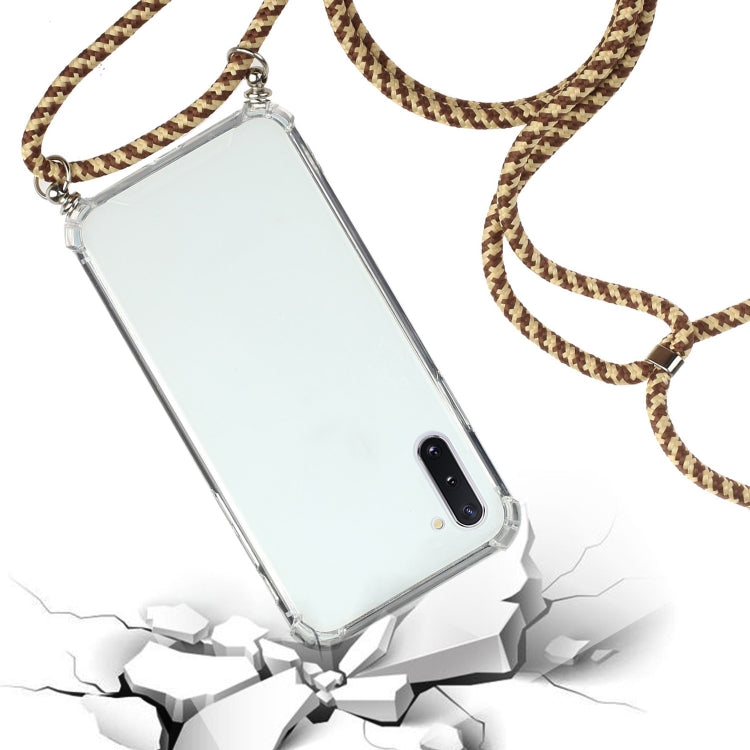 For Samsung Galaxy Note10 Four-Corner Anti-Fall Transparent TPU Protective Case with Lanyard
