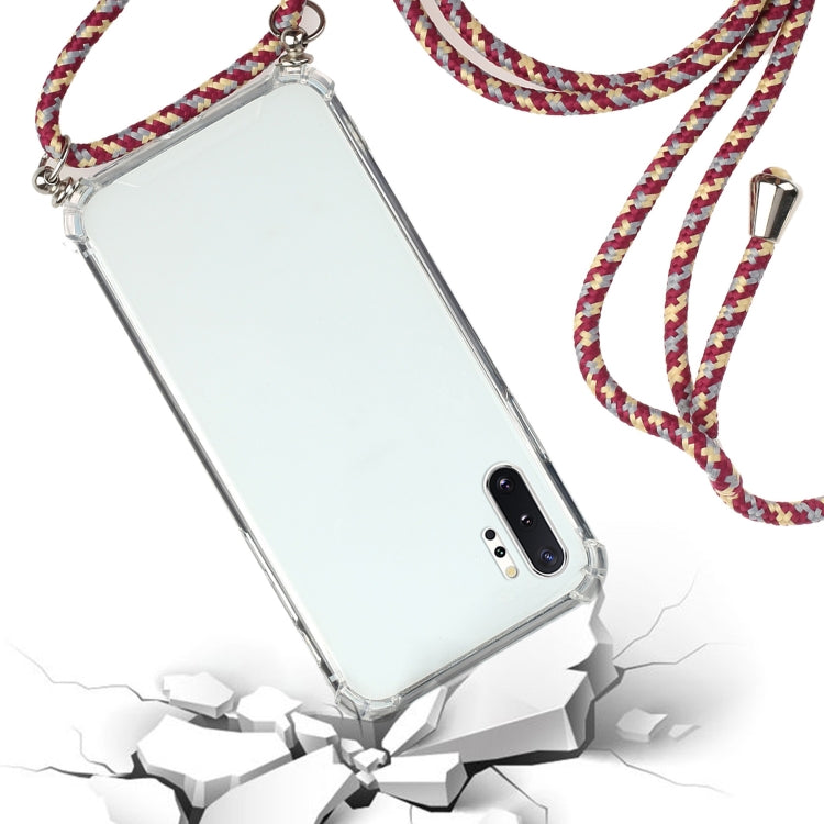 For Samsung Galaxy Note10+ Four-Corner Anti-Fall Transparent TPU Protective Case with Lanyard
