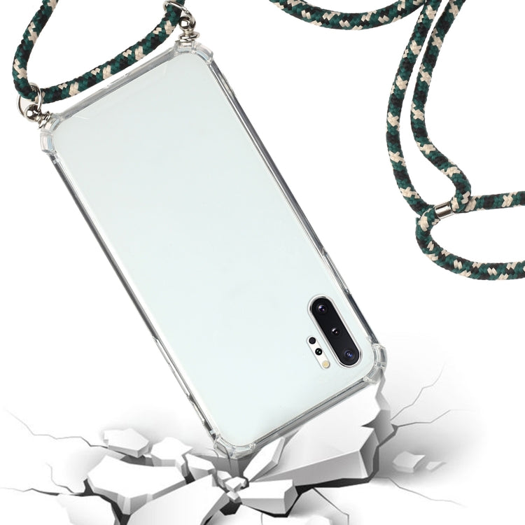 For Samsung Galaxy Note10+ Four-Corner Anti-Fall Transparent TPU Protective Case with Lanyard