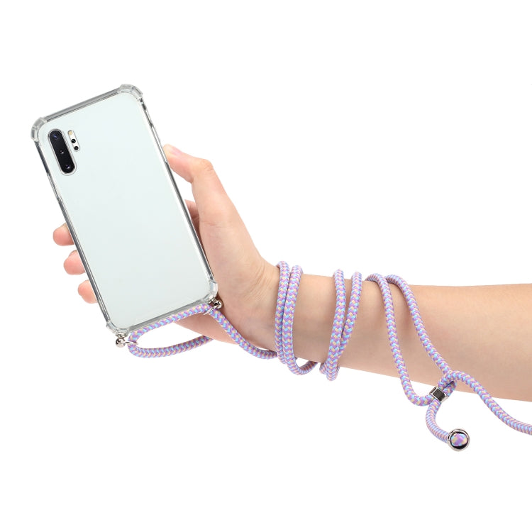 For Samsung Galaxy Note10+ Four-Corner Anti-Fall Transparent TPU Protective Case with Lanyard